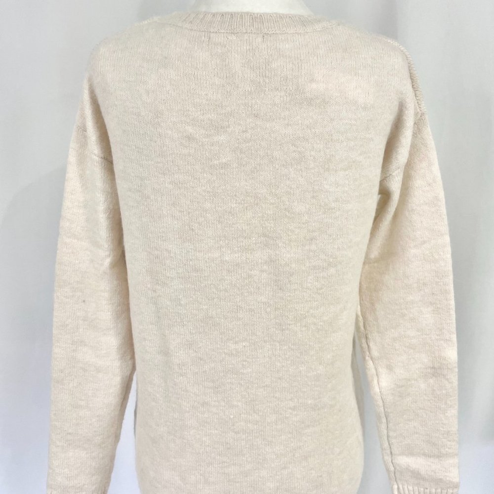 New Stitchdrop Center Seam Side Slit Long Sleeve Sweater Dress Serene Ivory XS - Picture 9 of 14